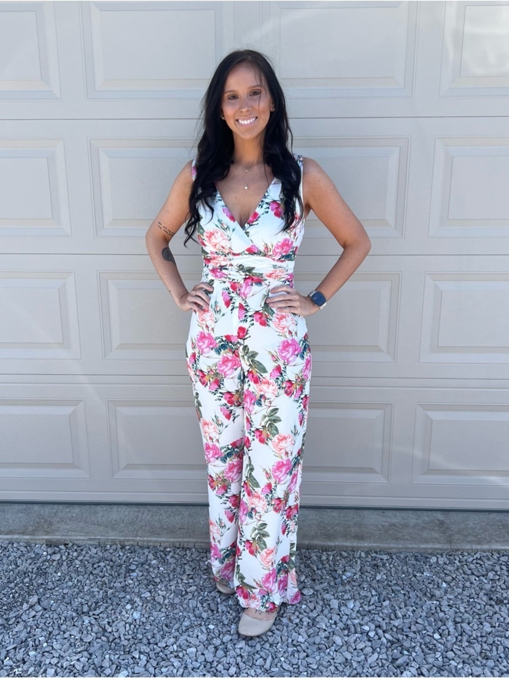 ANTONIO MELANI Floral Jumpsuit - Pink and White